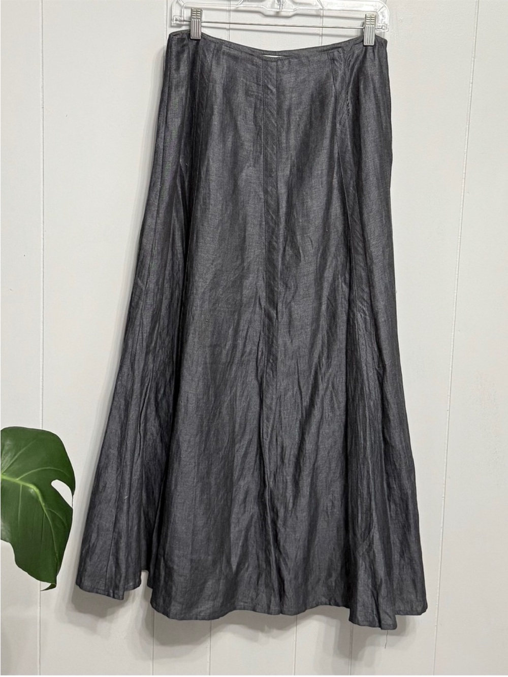 Tweeds Dark-Blue A-Line Maxi Skirt (Linen,Rayon Blend)